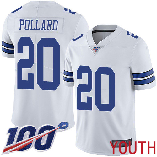 Youth Dallas Cowboys Limited White Tony Pollard Road #20 100th Season Vapor Untouchable NFL Jersey